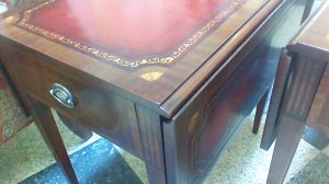 gold tooled leather top pembroke tables